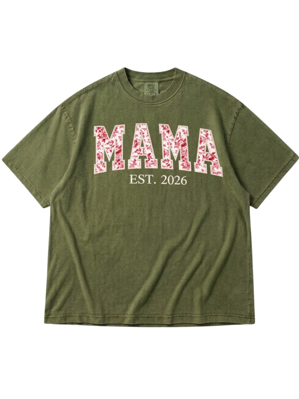 Comfort Colors Olive 'MAMA' Floral Appliqué Tee, Gift For Her , For Him